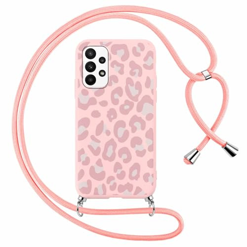 Foonary Coque pour Samsung Galaxy S22 5G avec Cordon de Collier, Aesthetic Léopard Étui Housse Réglable Lanyard Corde, Souple Silicone Antichoc Protection Case pour Samsung S22 5G 6,1, Léopard 1