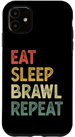 Hülle für iPhone 11 Eat Sleep Brawl Repeat Stars Lustiges Videospiel