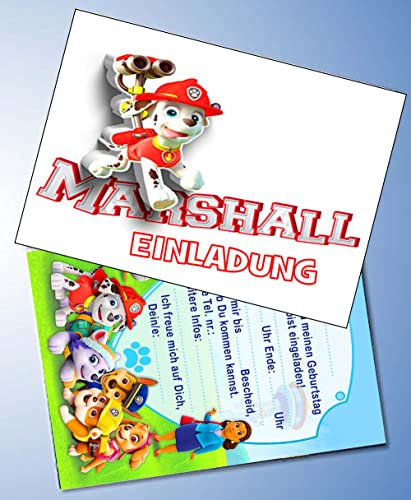 VSW 12 Einladungskarten + 12 Umschläge für Geburtstag Partys und Kindergeburtstag kompatibel Paw Patrol Nr. 86