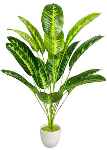 Zelihrdu Piante Artificiali Interno Realistiche, Pianta Artificiale Albero da Esterno, Grandi Piante Finte con Vaso Decorazioni per Casa Ufficio Soggiorno Balcone (80cm Uccello del Paradiso Giallo)