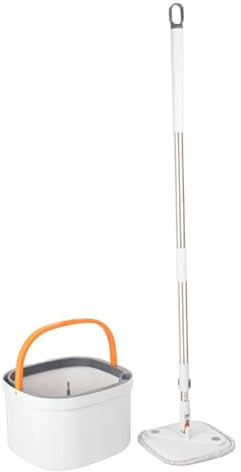 A2Z Square 360 Spin Mop Bucket Set for Easy Cleaning Self Wringing Wet Dry - Mop Bucket Set AZ911231 White