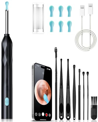 Otoscope Oreille 1440P HD 3,9mm Camera Iscope IP67 Étanche Nettoyant Oreille avec 6 Lumières LED Outil de Nettoyage d'oreille Adapté aux Smartphones et Tablettes iOS et Android