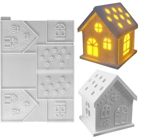 Silikonformen Gießformen Häuser, 3D Silikonform Haus Kerzenhalter, Gips zum Gießen, Silikon für Handwerk (I)