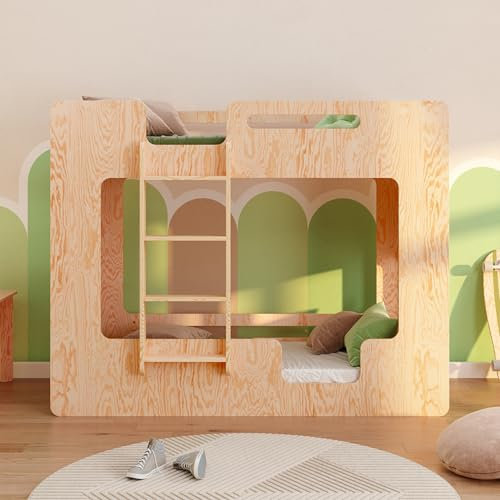 smartwood Etagenbett 2 Kinder 70x160 - Lackiert - Leiter Links - Hochbett Mimi BL mit Lattenrost & Rausfallschutz für Jungen & Mädchen - Belastbar bis 230 kg