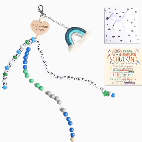 HOME'S FRIEND Schultüte Mädchen Jungen Einschulung Geschenk, Rechenkette 1.Klasse 2025 Schulkind Geschenk,Glücksbringer mit Grußkarte Geschenkbox,Einschulung Mädchen Jungen deko