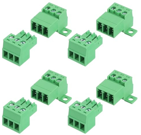 sourcing map Set di 4 connettori a morsettiera a vite a 3 pin, passo 3,5 mm, maschio e femmina, terminale a vite per montaggio su PCB 300 V 8 A, connettore verde per progetti elettronici domestici