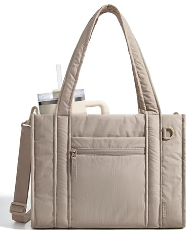 bagsmart Sac Fourre Tout,Sac a Main Femme,avec Fermeture et Longue Bandoulière,6/14L Sac Cabas Femme pour 14''Ordinateur Portable pour Voyage,Shopping,Université et Usage Quotidien