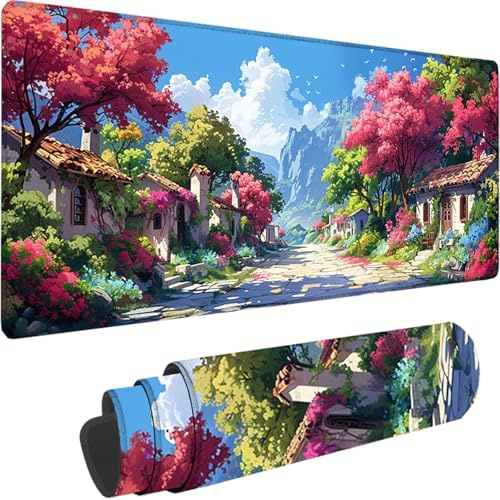 Gaming Mauspad Rosa Mauspad XXL 1600x800x3 mm Mousepad Groß Karikatur, Schreibtischunterlage Design Vernähte Kanten, Wetterfest Anti Rutsch Mousepad Gaming Zubehör für Home Zimmer Deko, Geschenk K-8