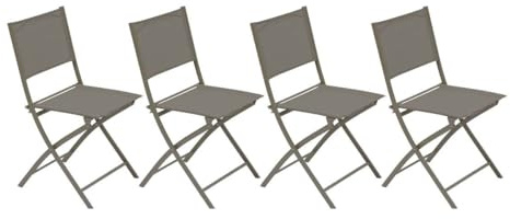 Hespéride – 4er-Set Modula Haselnuss Klapp-Gartenstühle – Epoxidbeschichteter Stahl – Maße 46 x 52 x 87 cm – Klappbare Gartenmöbel