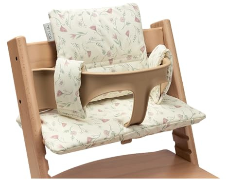 Meyco Baby Sitzverkleinerer Hochstuhl - BPA & PVC-frei - wasserfestes PU-Sitzkissen - leicht zu reinigen - Sitzauflage für div. Marken wie Stokke, Hauck etc. - Flower Multicolour