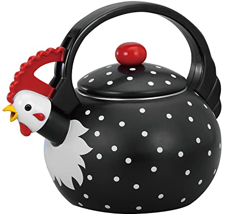 Supreme Housewares 71503 Rooster Whistling Kettle, Steel, Black