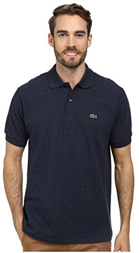 Lacoste Men's Short Sleeve Classic Chine Fabric L.12.64 Original Fit Polo Shirt, Dark Indigo Blue Chine, 3
