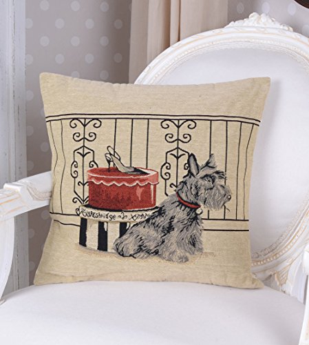 Vintage Kissen Terrier Dekokissen Gobelin Kissenbezug Zierkissen Hund kdk007 Palazzo Exclusiv