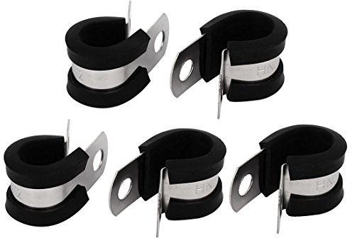 Sourcingmap 12mm Dia EPDM Rubber Lined P Clips Cable Hose Pipe Clamps Holder 5pcs