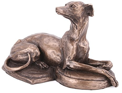 Fiesta Studios Harriet Glen's Whippet liegender Hund Kaltgussbronze Skulptur Heimdekoration oder Geschenkidee 8,5 cm