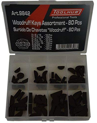 Tool Hub 9842 Metric Woodruff Key Keys Full Range 80 pieces 3mm to 6mm Width