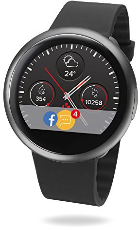 MyKronoz ZeRound2 Smartwatch avec écran couleur tactile, microphone et haut-parleur intégré – Noir / Noir