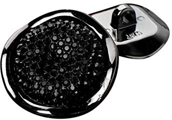 Anjing Glänzende runde Knöpfe mit gewelltem Rand, Kunstharz, Strass, Nähen, Basteln, 30 mm, Schwarz, 12 Stück