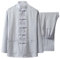 G-LIKE Herren Kungfu Tang Anzug - Traditionelle Chinesische Kampfkunst Taichi Shaolin Wushu Qigong Langärmelig Gestickt Training Freizeit Kleidung Uniform Jacke Hose (Grau, XXL)