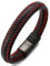 HALUKAKAH Plus ● Jazz ● Men's Genuine Leather Bracelet Titanium Magnetic Clasp with Free Giftbox (Red 21.5cm)