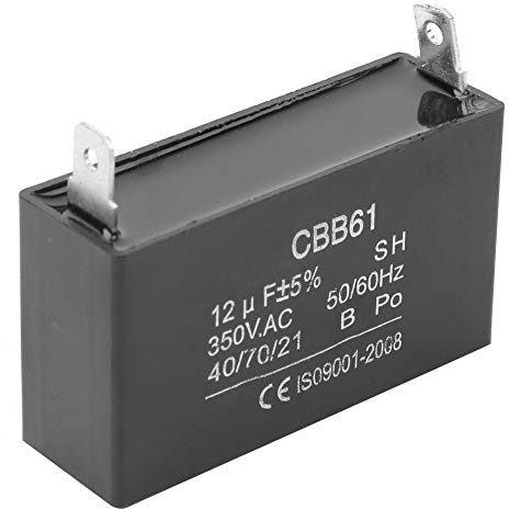 DEWIN Condensateur CBB61 350VAC 12UF Rectangulaire en Plastique pour Moteur de Climatisation, Ventilateur, Pompe, Générateur, etc.