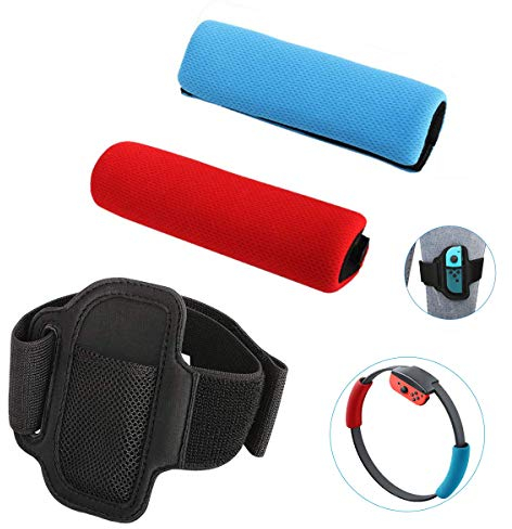 KONEE Zubehör für Nintendo Switch Ring-Con, 1 Einstellbar Beinriemen und 2 Weiche Ring-Con Grip Abdeckungen, rutschfest Amungsaktiv Schweißabsorbierend Material (Joy-con und Ring-Con nicht enthalten)