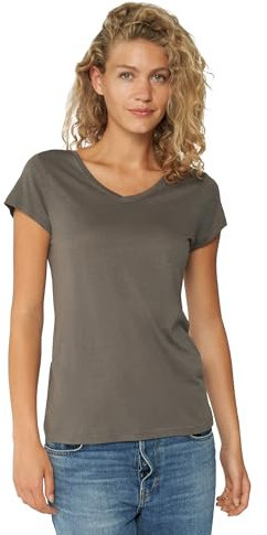 DANISH ENDURANCE Maglietta in Cotone Biologico, T-Shirt a Mezze Maniche, Morbida, Premium, da Donna, Scollo a V - Grigio, L