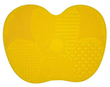Onlineforu LTD Large Makeup Brush Cleaner Mat 22.2 x 17 cm – Premium Silicone Brush Cleaning Pad with Suction Cups – Multi‑Texture Design for Deep Cleaning Brushes – Durable & Portable – Yellow