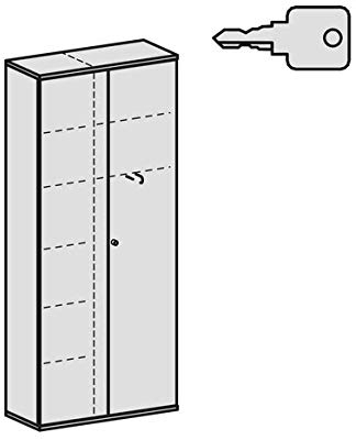 Garderobenschrank mit ausziehbarem Garderobenhalter, mit Mittelseite und 7 Dekor-Einlegeböden, abschließbar, 1000x425x2304, Buche/Weiß