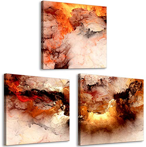 decomonkey Bilder Set Abstrakt 180x60 cm 3 Teilig Wandbild Groß Leinwandbild XXL Deko Wohnzimmer Schlafzimmer Büro Wanddeko Leinwand Pictures For Wall Poster Wall Painting Rot Grau
