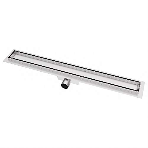 Canaletta per Doccia Pannello Piastrellabile in Acciaio Inossidabile con Sifone Anti-odore e Filtro per Capelli Scarico a Pavimento per Bagno 70 cm