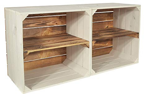 CHICCIE 2 Set Weinregal Wino aus Holz - Greta Geflammt 1x Regal Holzkiste