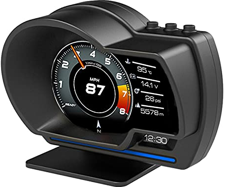Head up Display Auto HUD: Display OBD2, Geschwindigkeitsmesser Auto Tachometer Multi-Daten-Heads-Up-Display OBD2 GPS Smart Gauge Auto HUD Tachometer Turbo RPM Alarm für Auto LKW