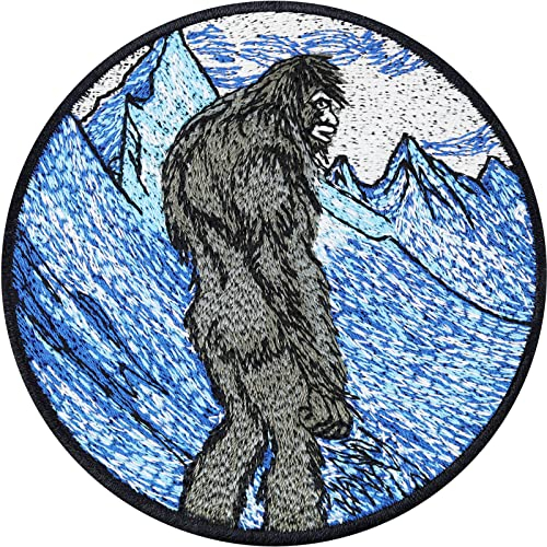 Yeti Aufkleber Jeti Aufnäher Big Foot Patch Applikation gestickt zum annähen/aufbügeln - Schneemensch mystische Deko Bügelbilder Conspiracy Theory USA Verschwörungstheorie - 80x80mm
