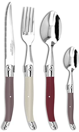Laguiole Production - Ménagère 24 pièces - Set de couverts de table acier inox et ABS pour 6 personnes - Solidité Extrême - Compatible Lave-Vaisselle - Manche Ergonomique (GAURA)