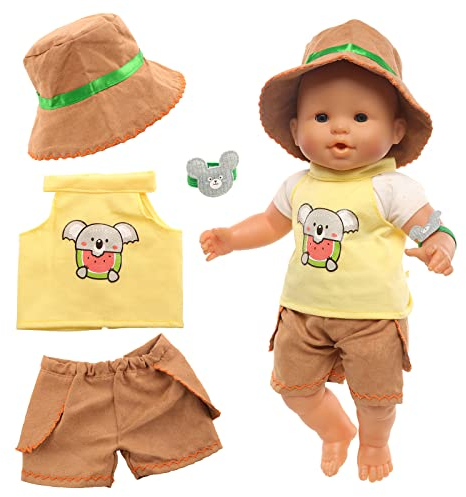 Miunana Kleidung Puppenkleidung Outfits für Baby Puppen, Kleidung Hut für 35-43 cm Puppen