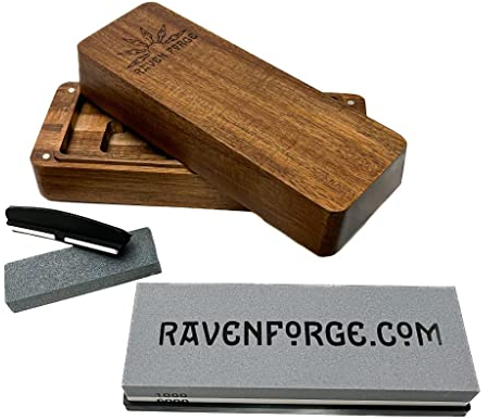Raven Forge Ultimate Whetstone - 1000/6000 Grit Multi Tool Blade Sharpener with 18cm Stone Length. Double-Sided Knife Sharpener Kit with Non-Slip Base