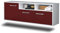 Lqliving TV-Board Lowboard Omaha, Wandmontiert, Korpus in Weiss matt, Front im trendigem Rot, Bordeaux (136x47x35cm), mit Metall Griffen, Made in Germany