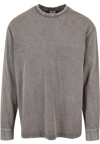 Urban Classics Herren T-Shirt Heavy Boxy Acid Wash Longsleeve Asphalt XL