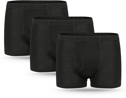 3 Pcs Men’s Incontinence Pants Incontinence Boxer Brief with Absorbent Pad 300 ML Urine Volume Cotton Washable Reusable Leakproof Incontinence Pants for Men Black Size L