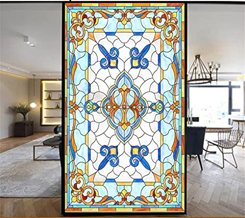LXDWEI Pellicola per Finestre Privacy Stile Europeo a Vetro Macchiato Senza Colla, Adesiva Statica, Decorativa, Effetto Satinato, Adesivi per Finestre 50x160cm, Modello 6