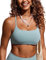 CRZ YOGA Damen Bikini Oberteil Gepolstert Sport BH Verstellbar Spaghetti Träger Bademode Swimsuit Bra Top Hellgraublau 42