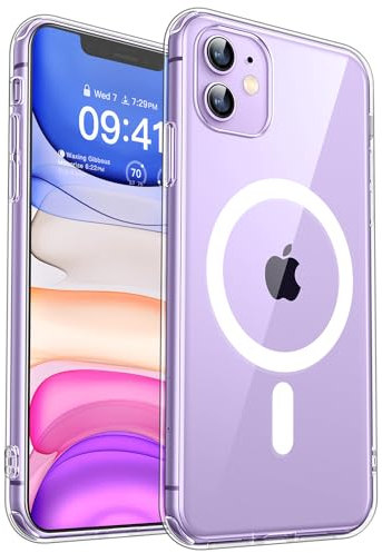 CANSHN Magnetisches Hülle Kompatibel mit iPhone 11 Kabellosem Laden, [Nie Vergilbung] Stoßfest Handyhülle, Schutzhülle Kratzfeste Transparente Rückseite, Durchsichtig
