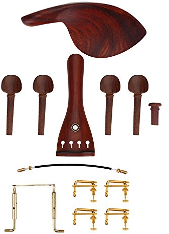 Natudeco 1 Satz Palisander-Geigenteile, Beschläge, Kinnhalter, Wirbel, Saitenhalter, Stimmgeräte, Stachel, Violinwartung Für Geiger, Instrumentenreparaturprofis