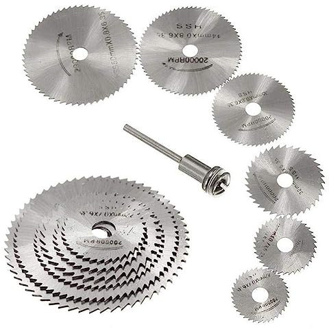 7pc Metal Circular Saw Disc Wheel Blades Shank High Speed Steel Mini Saw Blades Cutout Warehouse Rotary Drill with Wood Mandrels