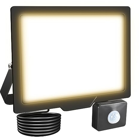 RIGIDON LED Strahler mit Bewegungsmelder 50W 5000LM Aussenstrahler mit Bewegungsmelder 3000K Warmweiß Wasserdicht Außen Fluter Außenleuchte Aussenlampe für Garten Garage Innenhöfe Sportplatz Hof