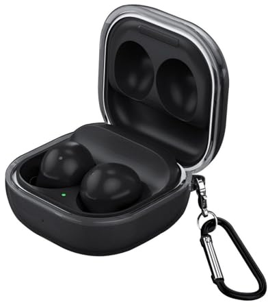 GIOPUEY Clear Funda Compatible con Samsung Galaxy Buds FE/Buds Pro/Buds Live/Buds 2/Buds 2 Pro, Ultradelgado TPU Case Cover, Anti-caída, Portátil - Transparent Black