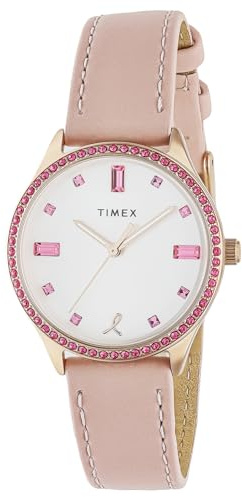 Timex Damen Analog Uhr mit Leder Armband Dress x BCRF