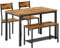 SogesHome Essgruppe Esstisch Set 4-teilig Esszimmertisch Möbel Tisch Set 2 Stühlen und Sitzbank mit Ablage aus Holz und Stahlgestell für Esszimmer Küche