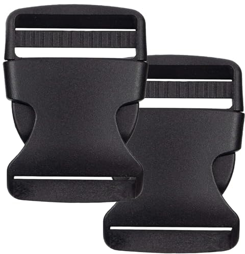 XIAOJING0 2 Pezzi Fibbia Zaino 50mm, Fibbia a Scatto Doppie Regolabile, Ricambi Chiusura Zaini, Zaino Fibbia di Ricambio per Zaino, Cucito, Borsoni, Accessori, No Cucito (Nero)